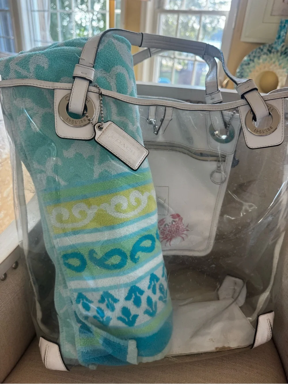 Coach Clear Tote Beach  Bag  - White Trim
